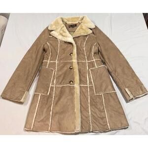 Big Chill Tan Faux Shearling Coat with Cream Lining